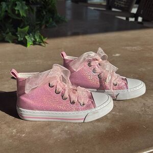 Pink Glitter Kids High-Top Sneakers